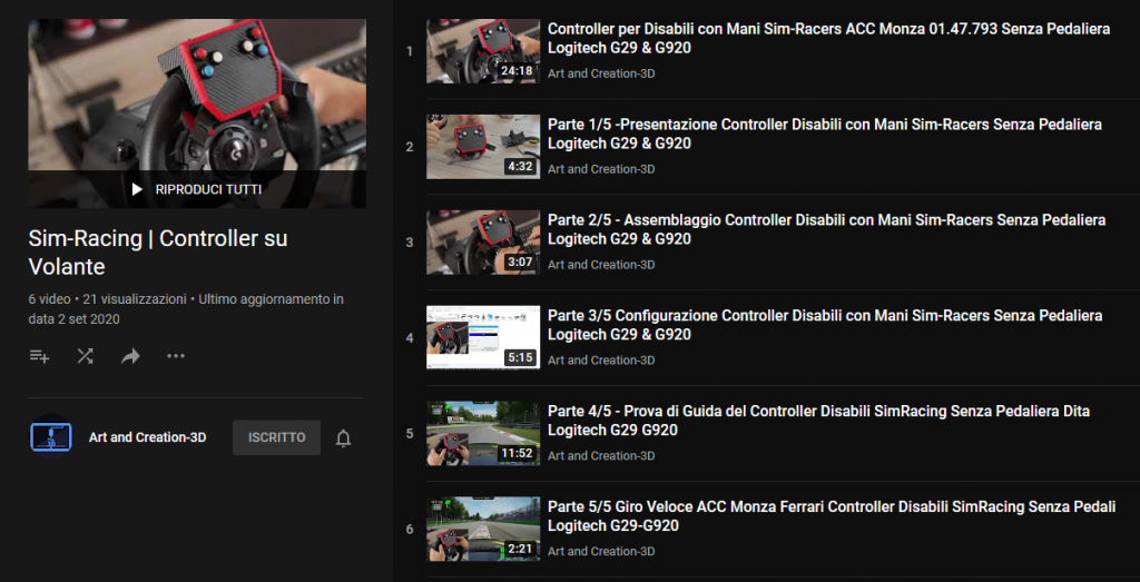 Playlist Youtube Disabled Controller Sim-Racing Controller on Steering Wheel